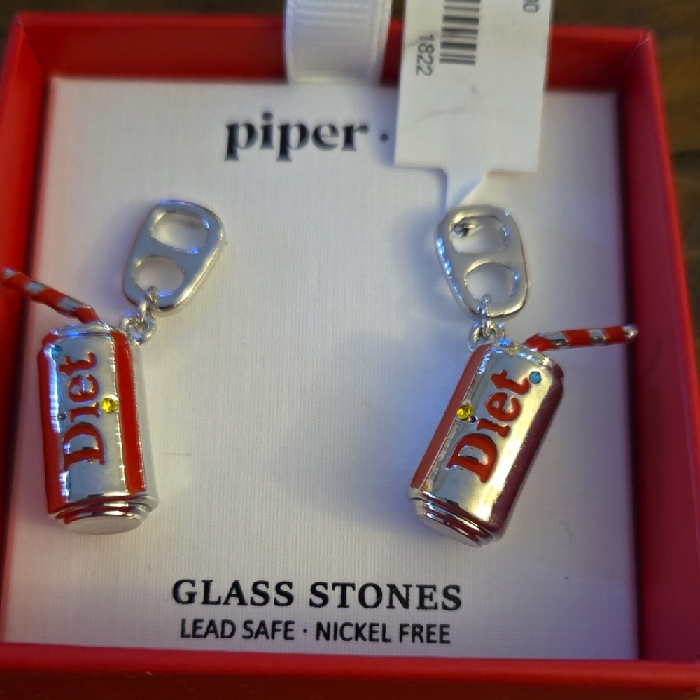 Piper•k  Red and Silver Diet Soda Can Earrings